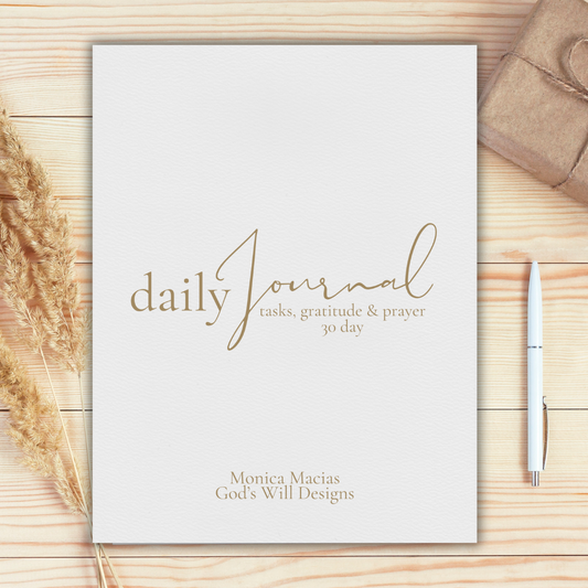 Daily Journal: Tasks, Gratitude & Pray; 30 Day (Digital File)